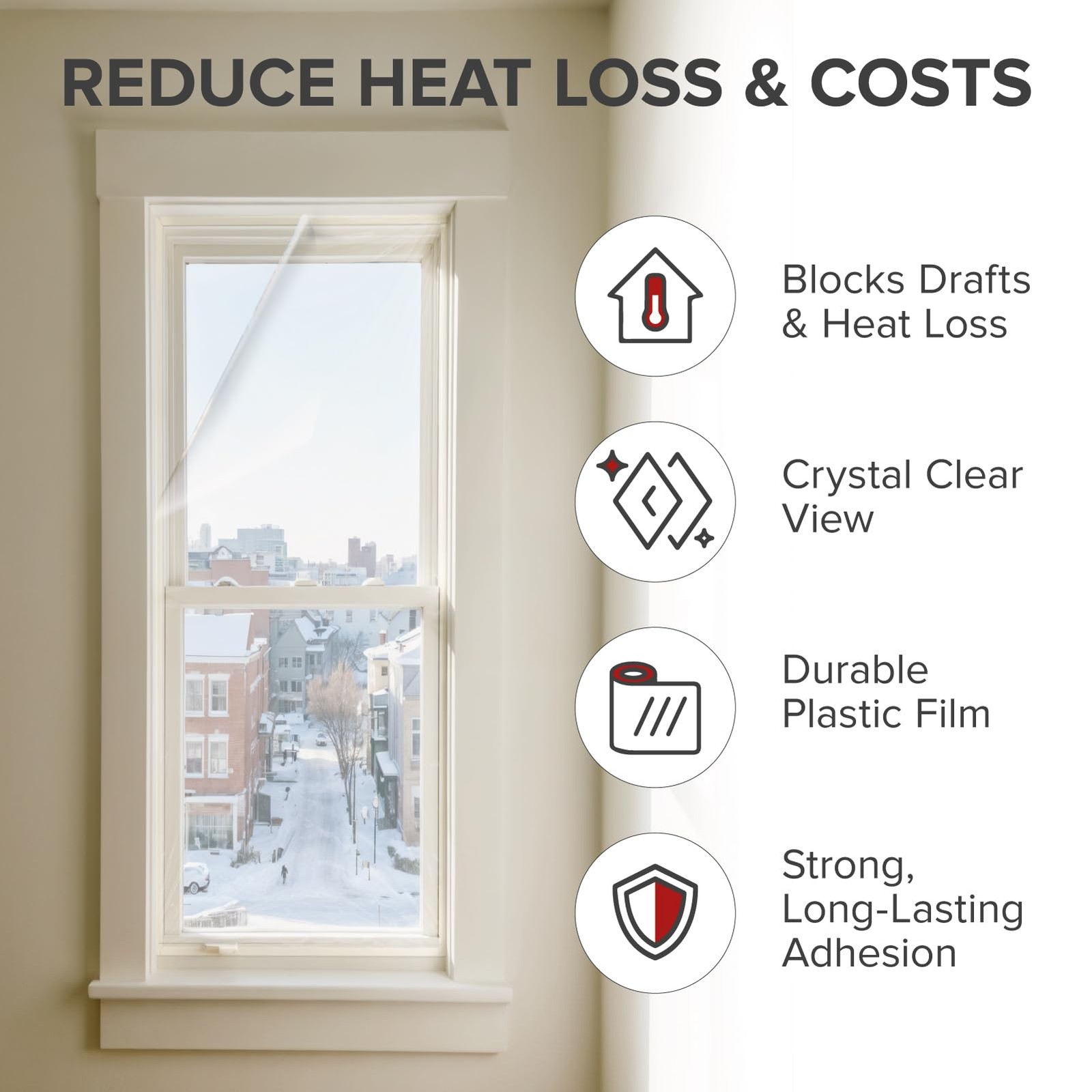 X-Protector Window Insulation for Winter - 42in x 62in (9 Pack), Transparent gallery