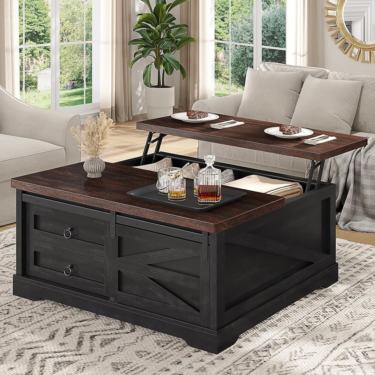 39.4'' Lift Top Coffee Table with Storage Farmhouse Coffee Table for Living Room gallery