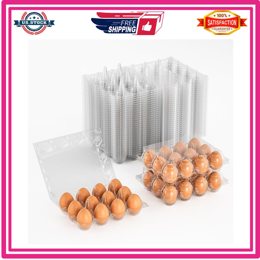 50 Pack Plastic Egg Cartons, 12-Count Clear Reusable Containers for Eggs Crafts gallery