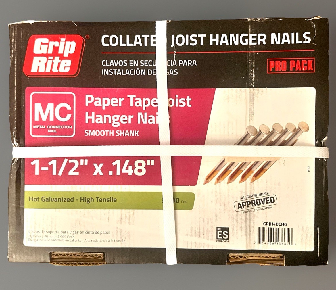 Grip Rite 3000pc 1-1/2" .148" Collated Joist Hanger Nails Paper Tape GRJH4DCHG gallery