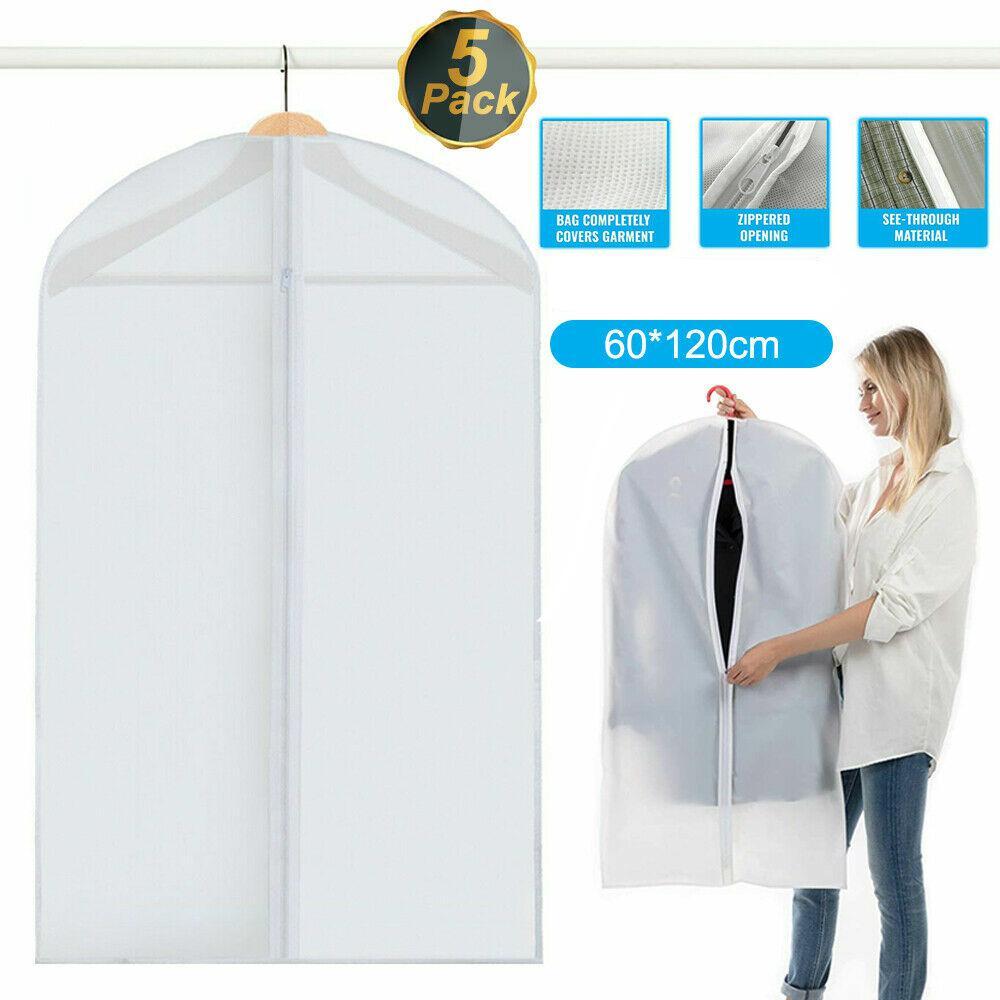 5Pack Garment Dust Cover Bag Suit Storage Zipper Dress Clothes Coat Protector US gallery