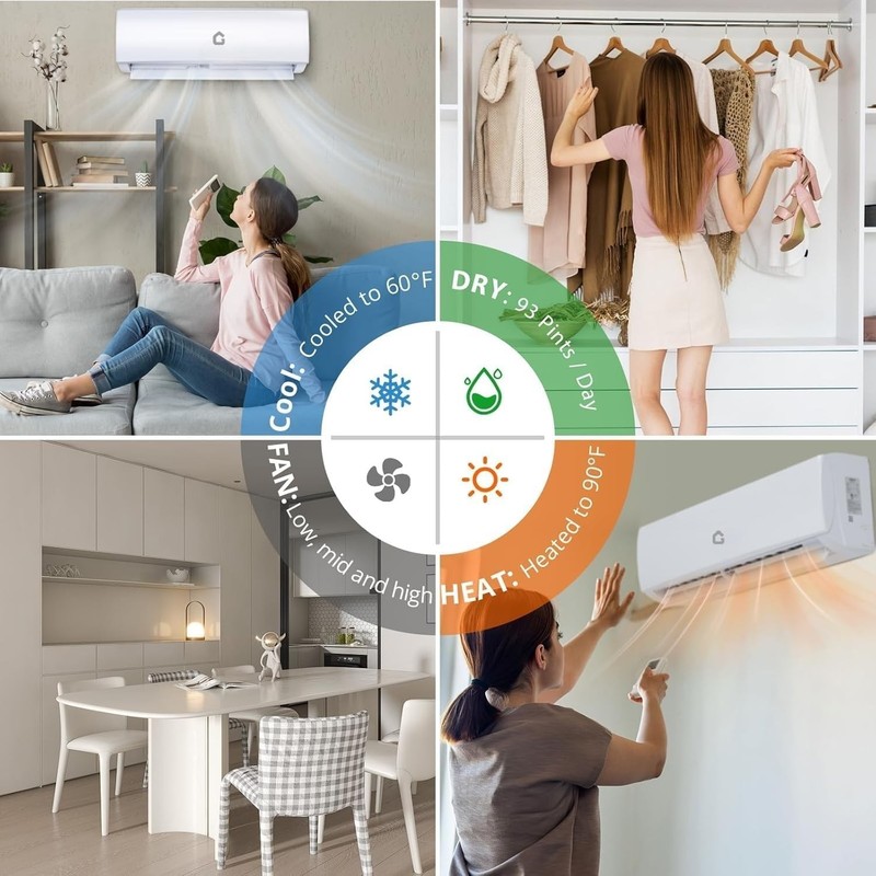 Garvee 18000 BTU Mini Split AC/Heating System, 21 SEER2 208/230V WIFI Enabled En gallery