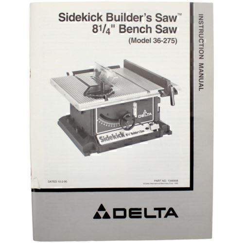 DELTA Bench Saw Table Saw SIDEKICK Builder's Model 36-275 Instruction Manual gallery