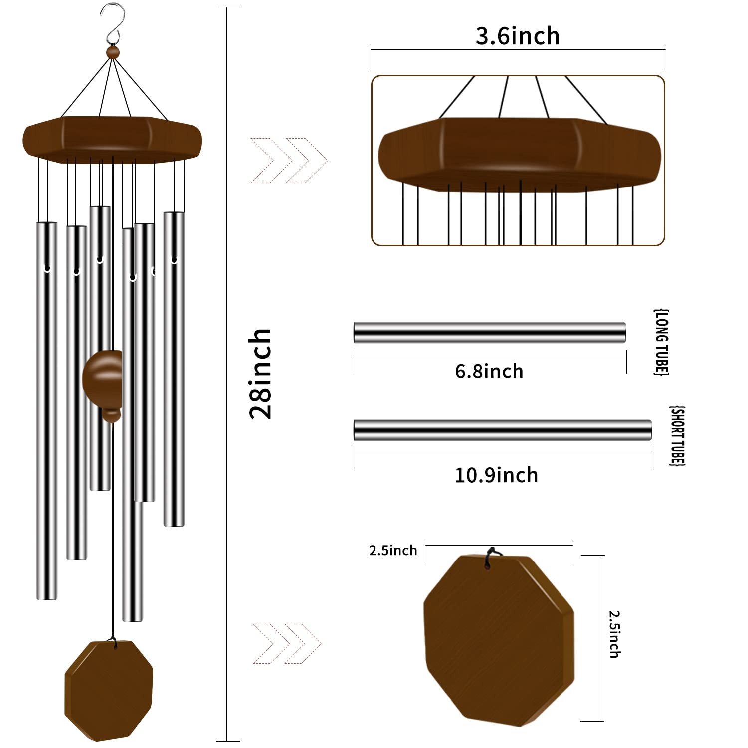 Wind Chimes for Outside, Outdoor Deep Tone with 6 Tuned Bronze gallery