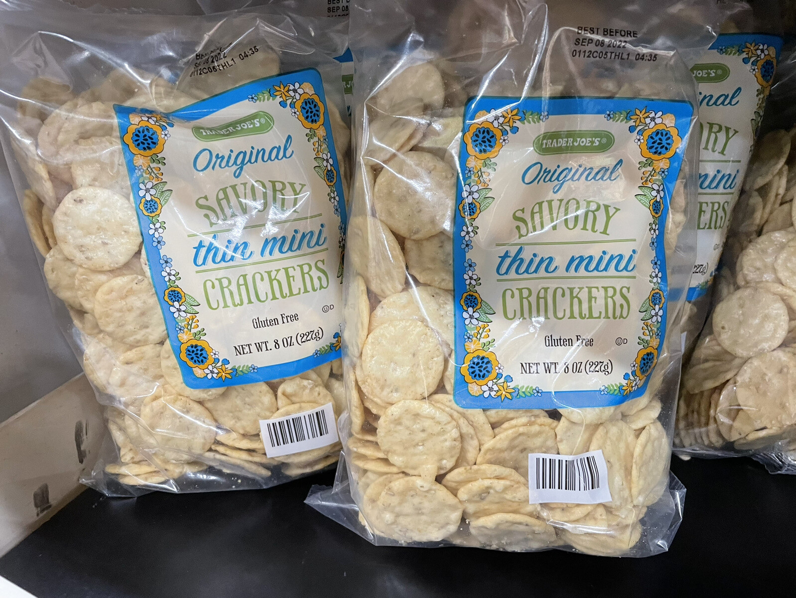 2 Packs Trader Joe's Original Savory Thin Mini Crackers 8 oz Each Pack gallery