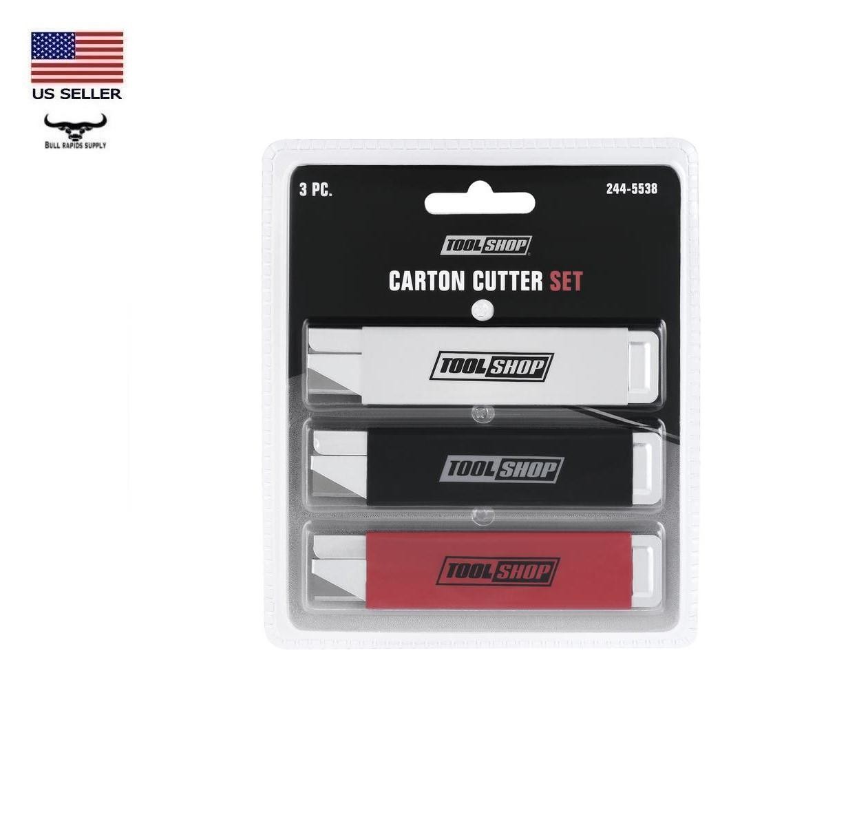 3 Piece Carton Cutter Set Compact Lightweight Aluminum Handles Retractable Cover gallery