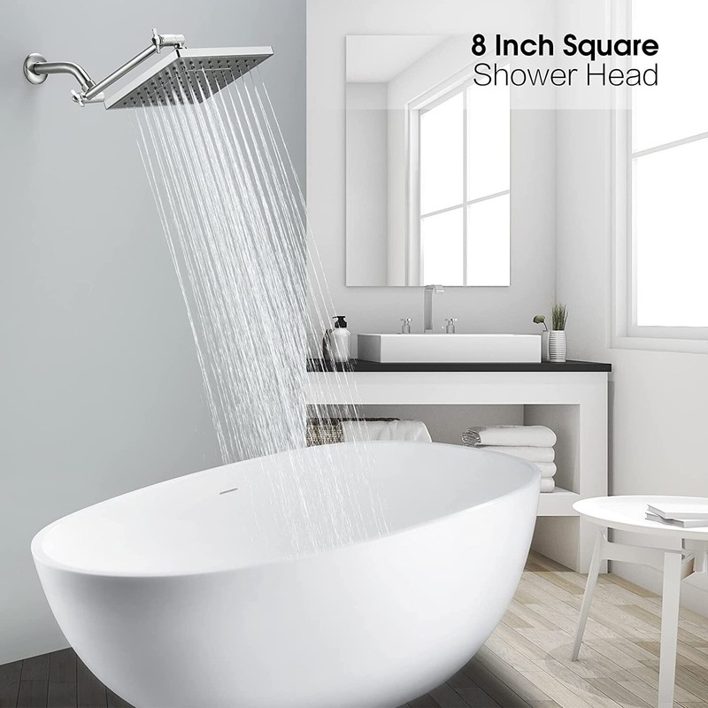 8" High Pressure Square Showerhead with Large Spray Surface- Chrome gallery