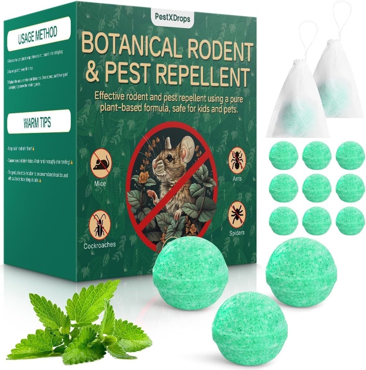 Rodent Mouse Repellent 14 Pack, Peppermint Oil Moth Balls for Mice Rats Deter... gallery