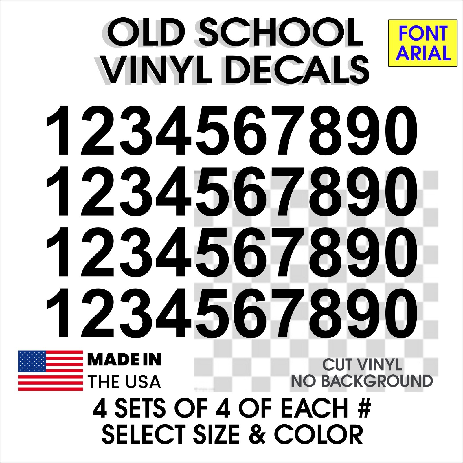 0-9 Numbers Vinyl Sticker Decals Set of 40 - Select Color & Size 1" to 4" gallery