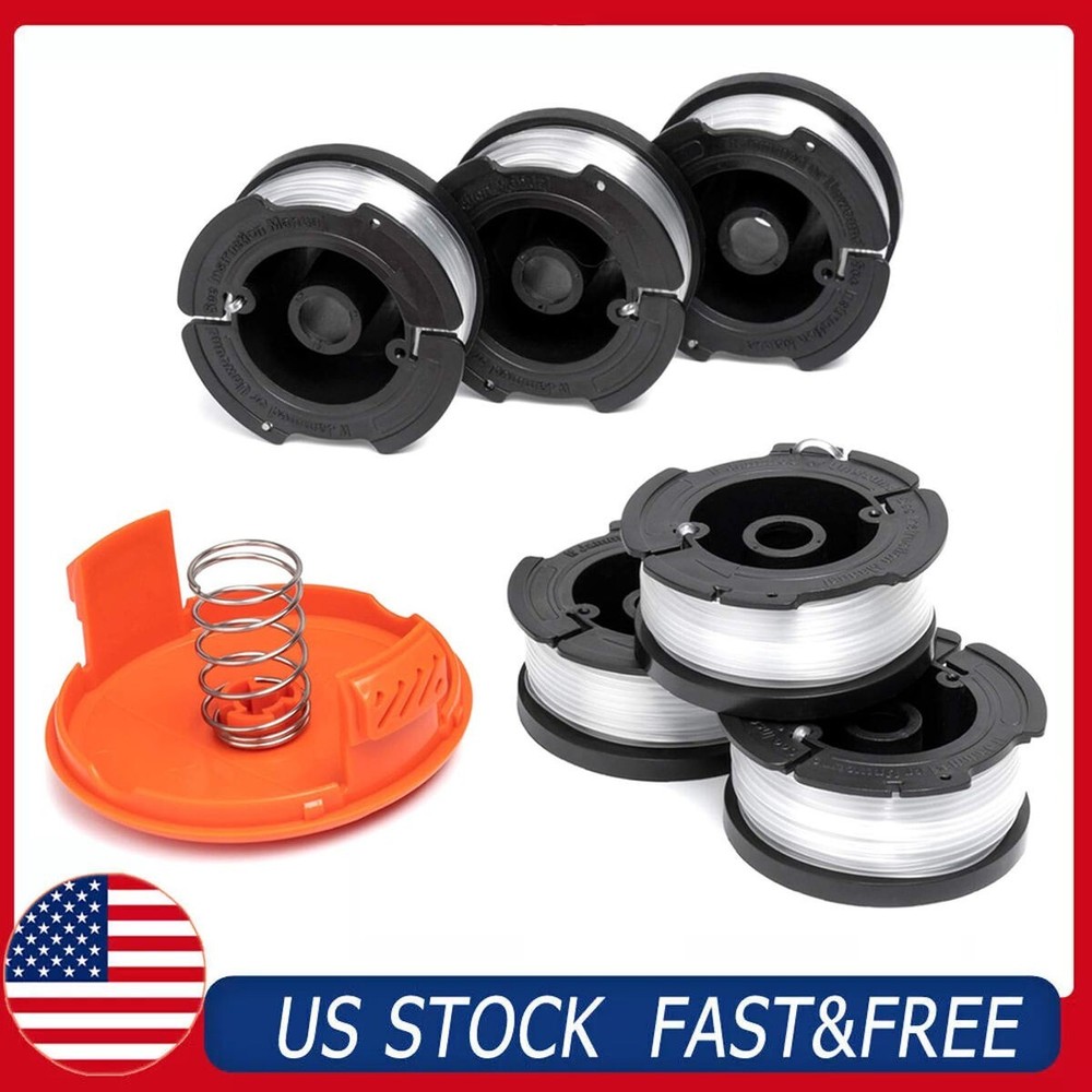 6 Spools, 1 Cap, 1 Spring For BLACK+DECKER AF-100-3ZP 30ft .065" String Trimmer