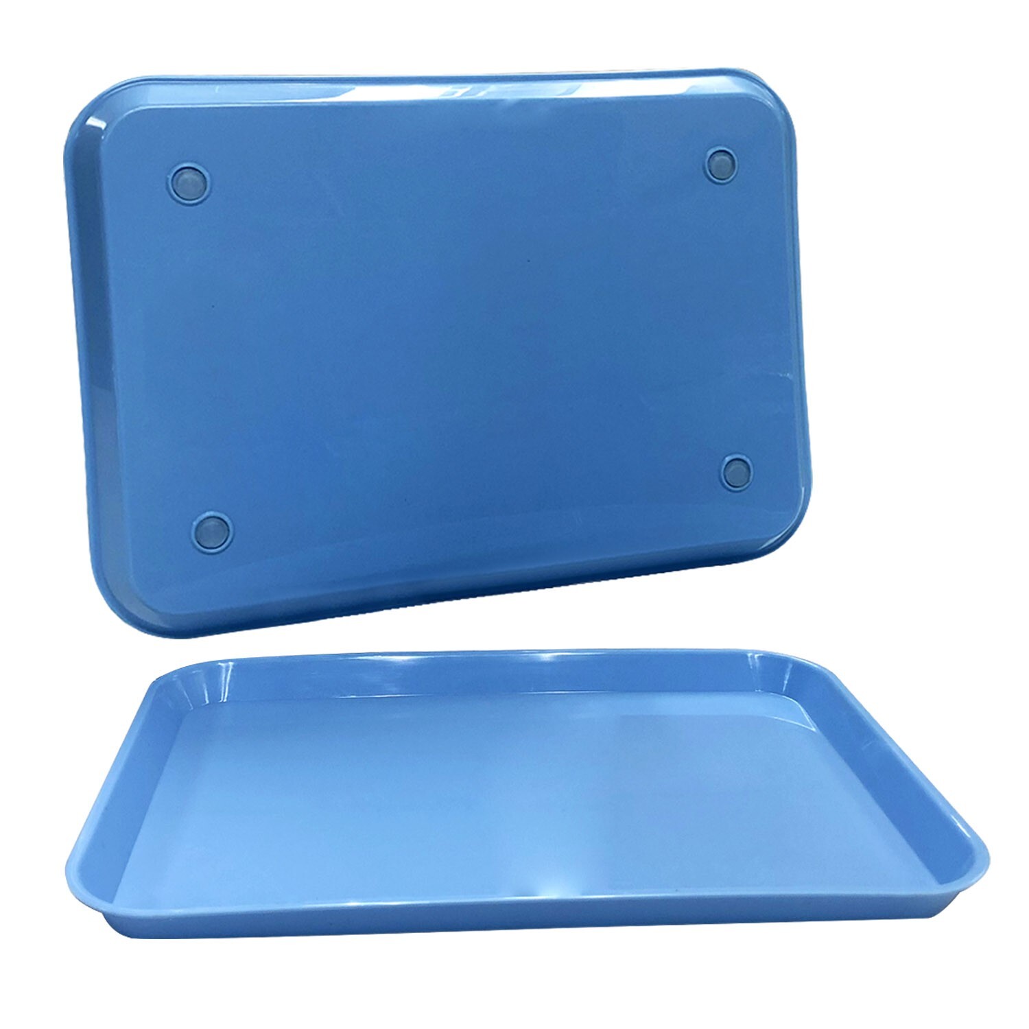 Plastic Eating Food Serving Tray for Cafeteria Lunch Kids, 13.25" x 9.75", Blue gallery