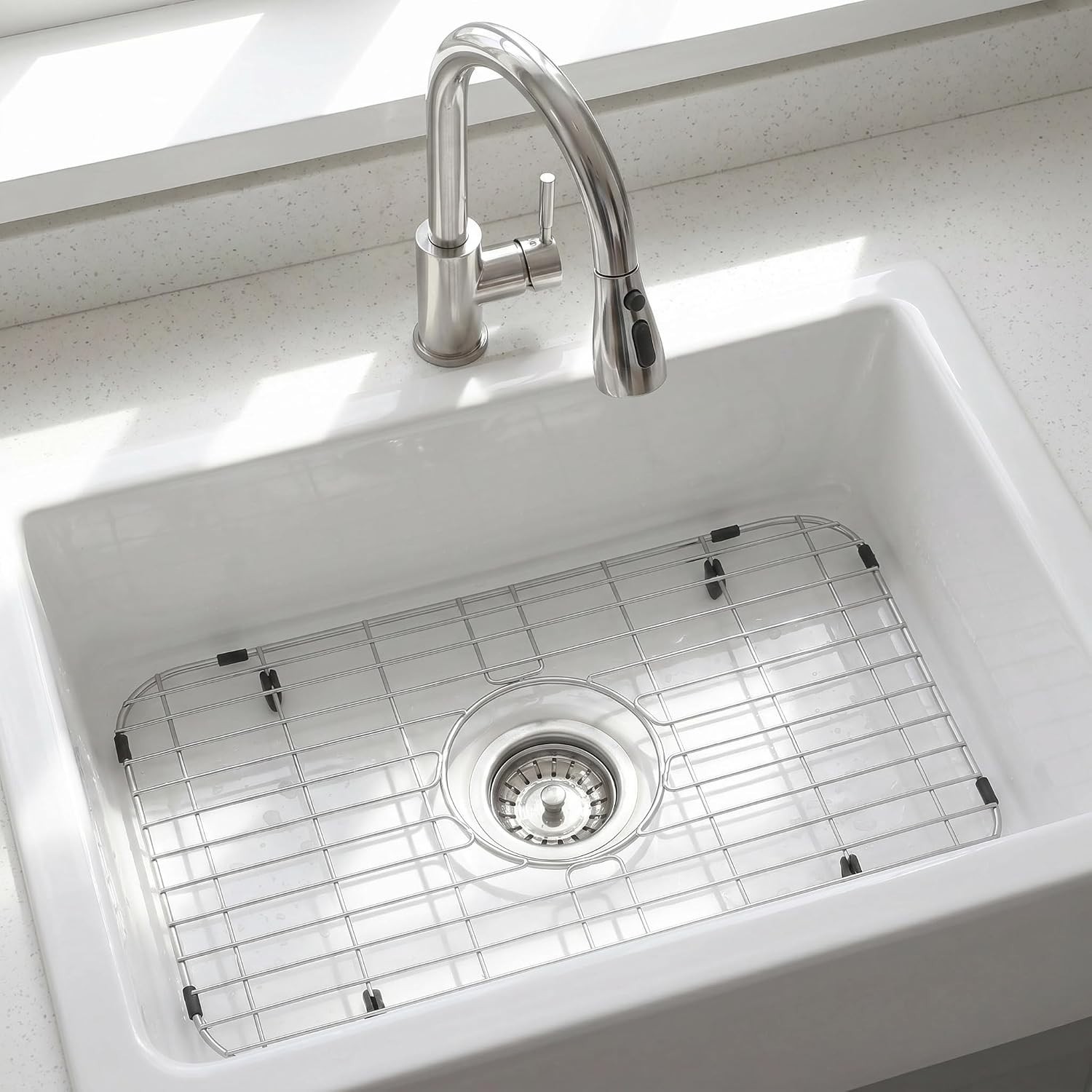 Stainless Steel Sink Protectors Kitchen Grid 18 7/8" X 12 5/8" w/ Center Drain gallery