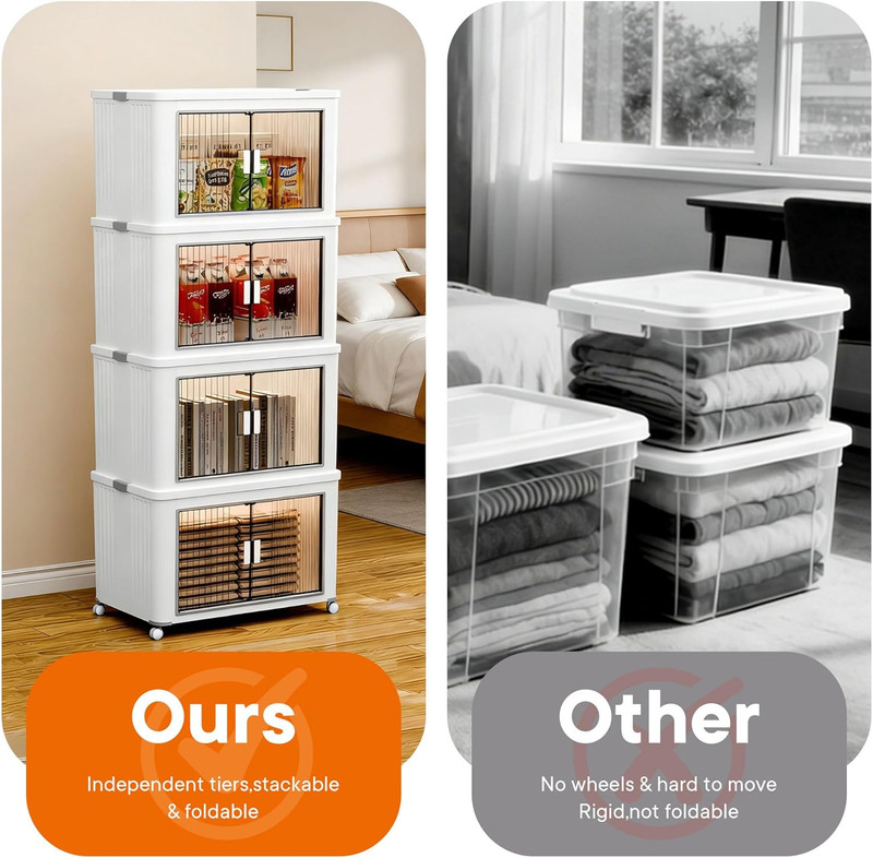 Stackable Storage Bins with Individual Lids and Front Doors, Modular Organizer w gallery