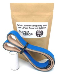 1X30 Assorted Sharpening Belt Kit w/ Super Strop Leather Honing Belt W/ Compound