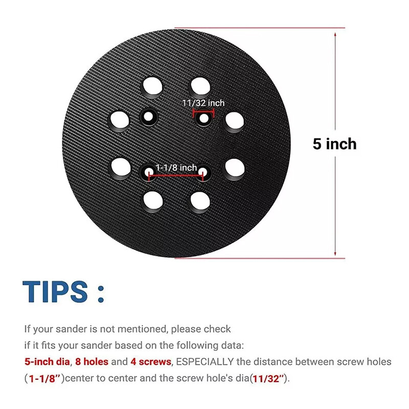 5" 8 Hole Hook&Loop Sanding Sander Pad Replacement for Milwaukee 6021-21 6034-21 gallery