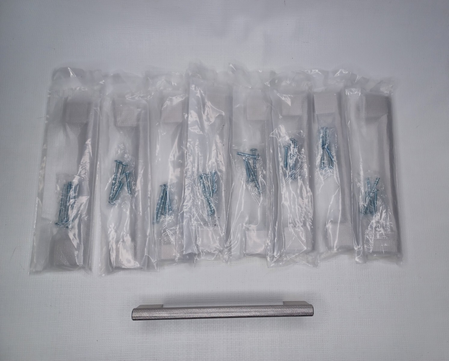 Silver Tone Brushed Metal Cabinet Drawer Pull Lot Of 8 Pulls Handles gallery