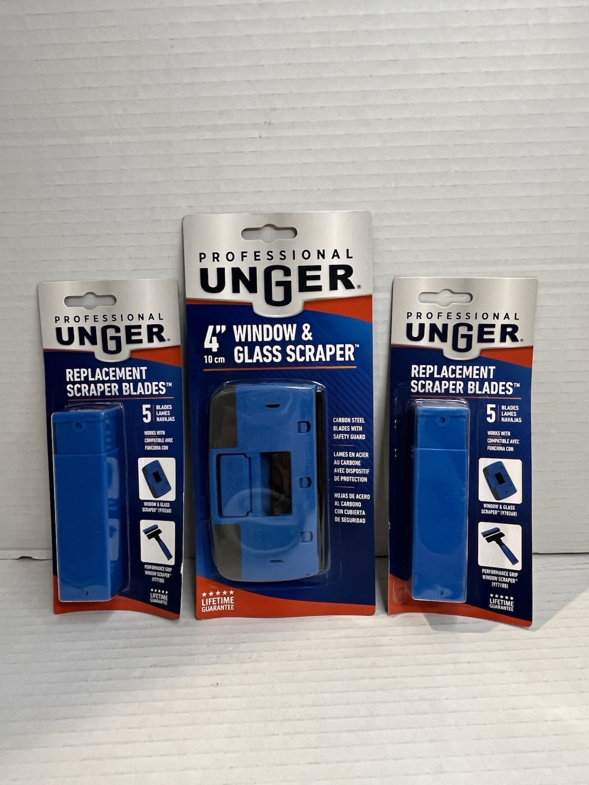 Glass Window Scraper w/ 10 Replacement Blades- Unger 4" gallery