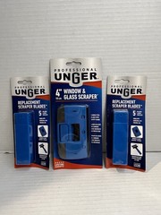 Glass Window Scraper w/ 10 Replacement Blades- Unger 4″
