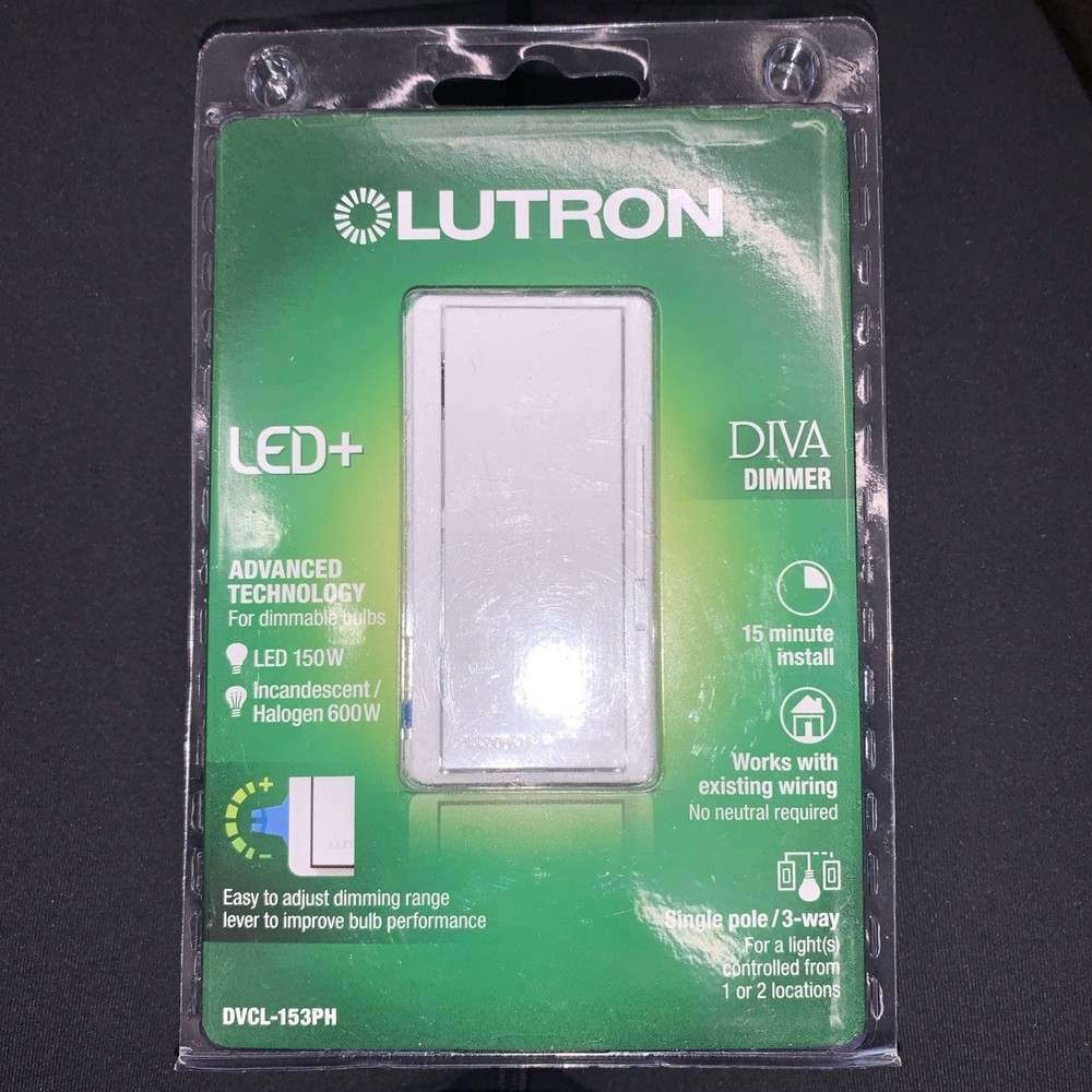 NEW Lutron Diva DVCL-153PH Dimmer Switch White Single Pole/3-Way 150W CFL/LED