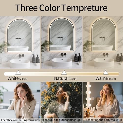 LED Mirror 30x40 inch,led Vanity Mirror,Vanity 40"L x 30"W Glass-Arched gallery