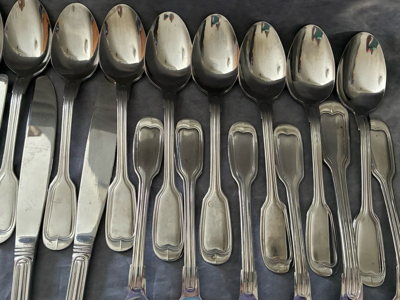 21pc Gibson FIDDLE Stainless Flatware Glossy Japan Misc Pieces gallery