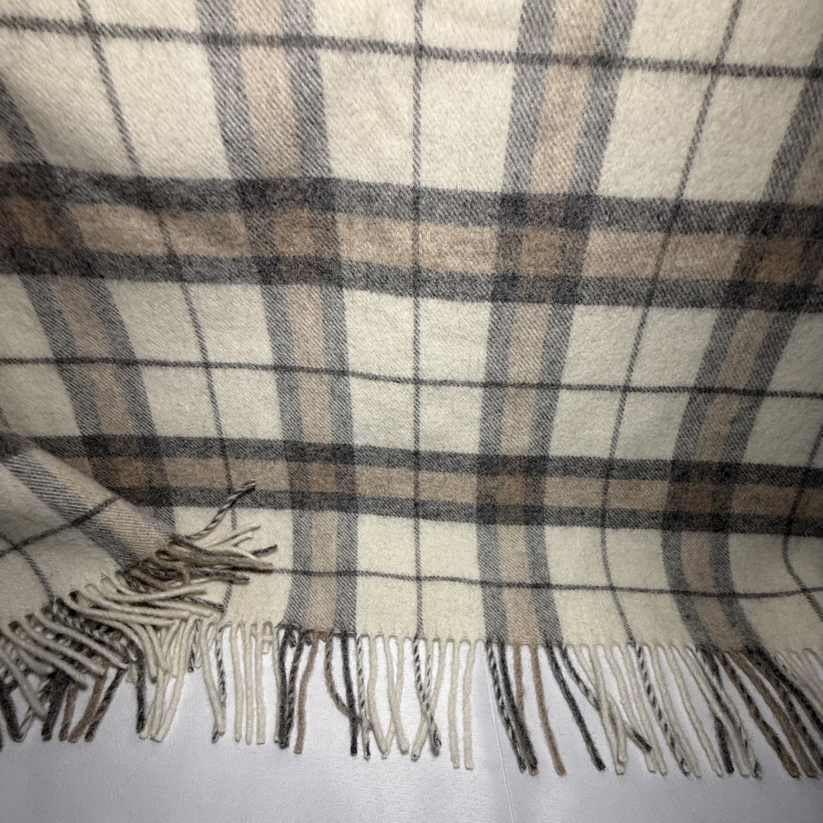 Alicia Adams Alpaca wool blend WELLINGTON Blanket or Shaw in Beige & Ivory gallery
