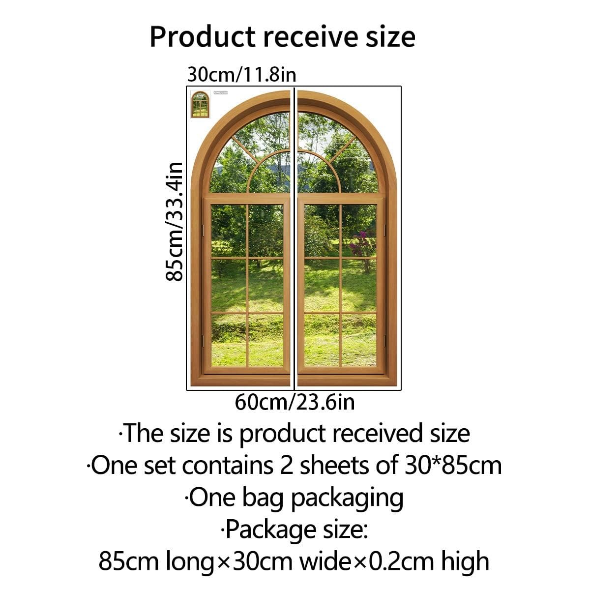 3D Wall Stickers Fake Window Stickers,Arched Garden Scenery View Green gallery