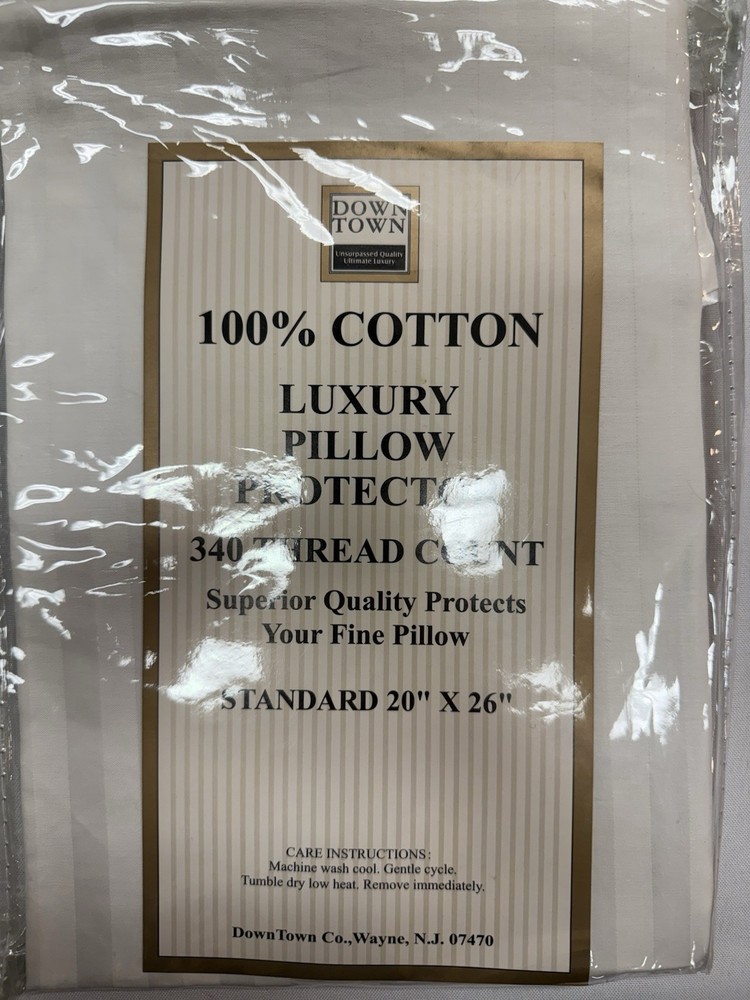 Pillow Protector Standard 20x26” 340 Thread Count 100% Cotton Zipper New 👀🔥