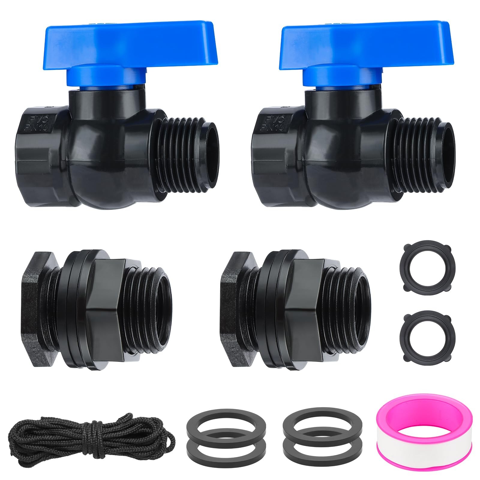 PVC Rain Barrel Spigot Kit 3/4" GHT Garden Diverter Kit With Bulkhead Fitting... gallery