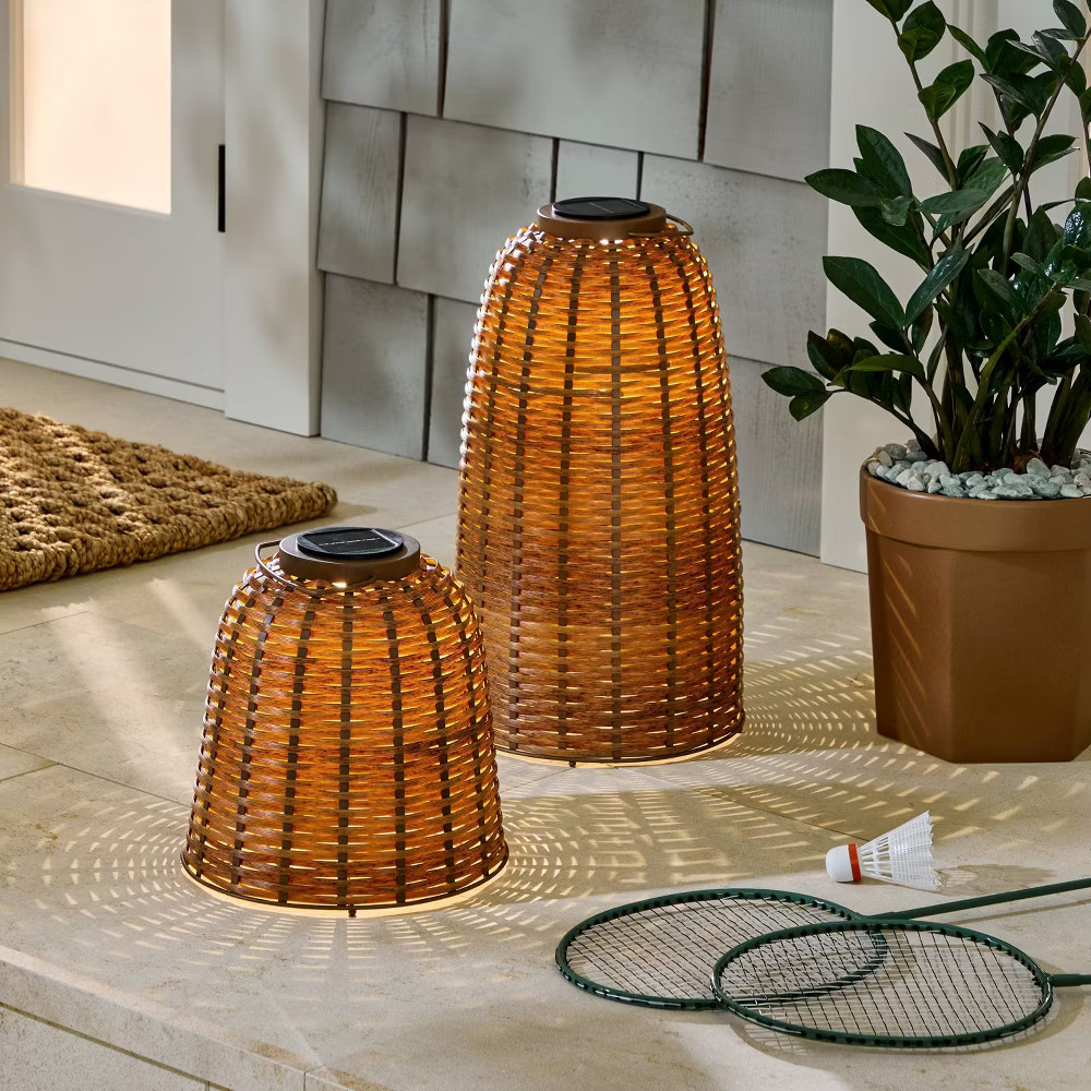 Woven Solar Lantern Tall - Hearth & Hand with Magnolia gallery