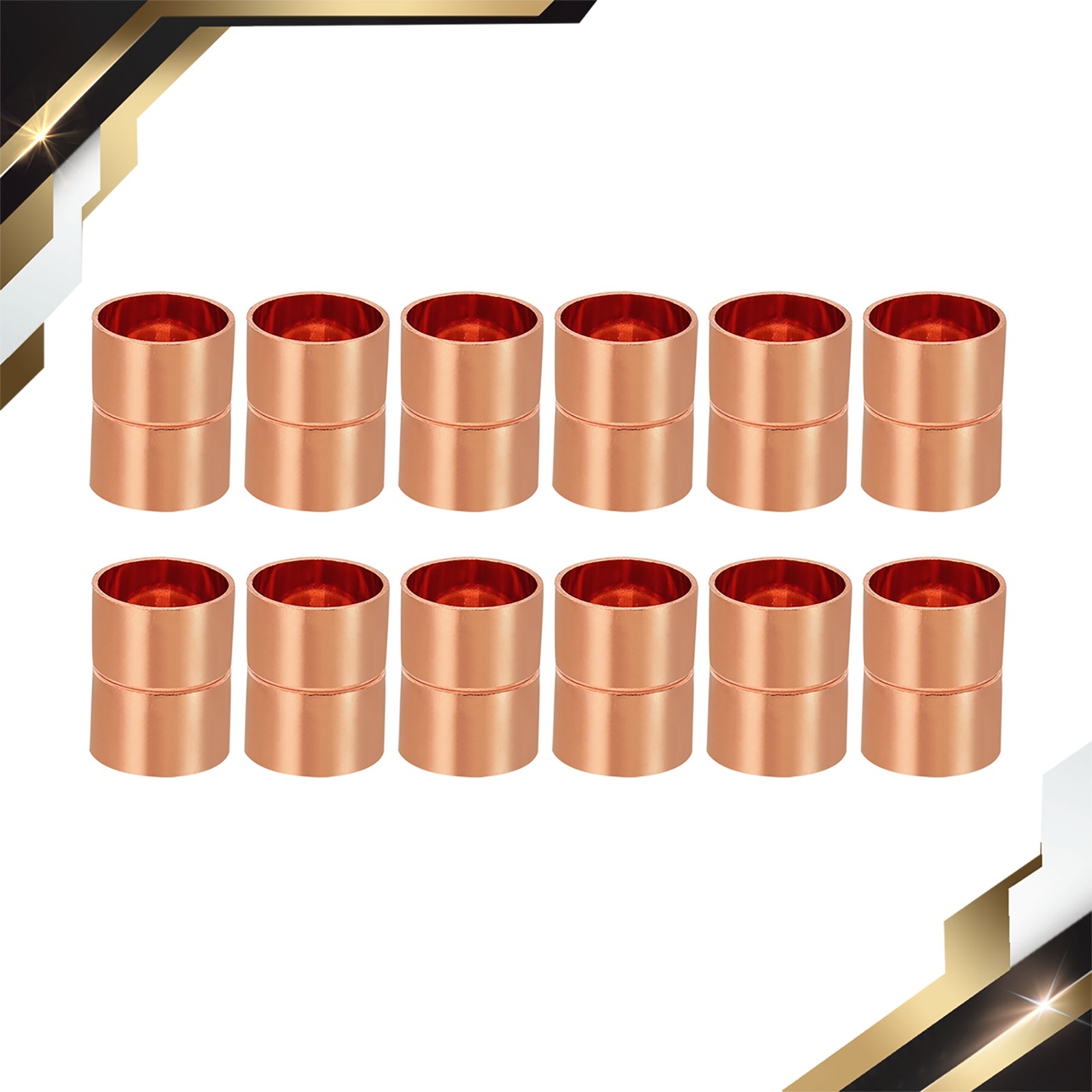 12 x 3/4" ID Copper Coupling Fitting Rolled Tube Stop Straight Welding Joint gallery