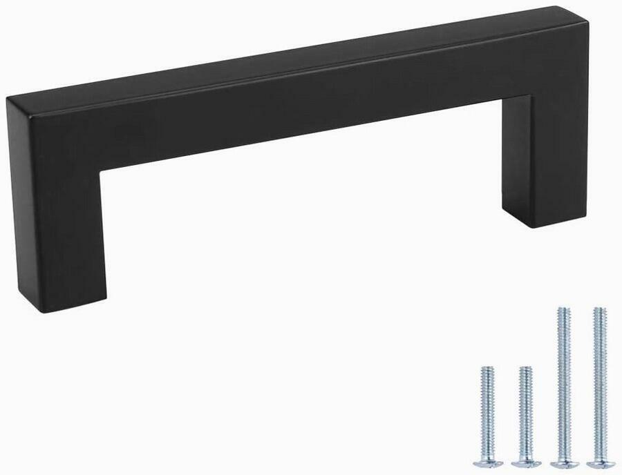 Goldenwarm Black Square Bar Cabinet Pull Drawer Handles LSJ12BK102 - 25 Units gallery