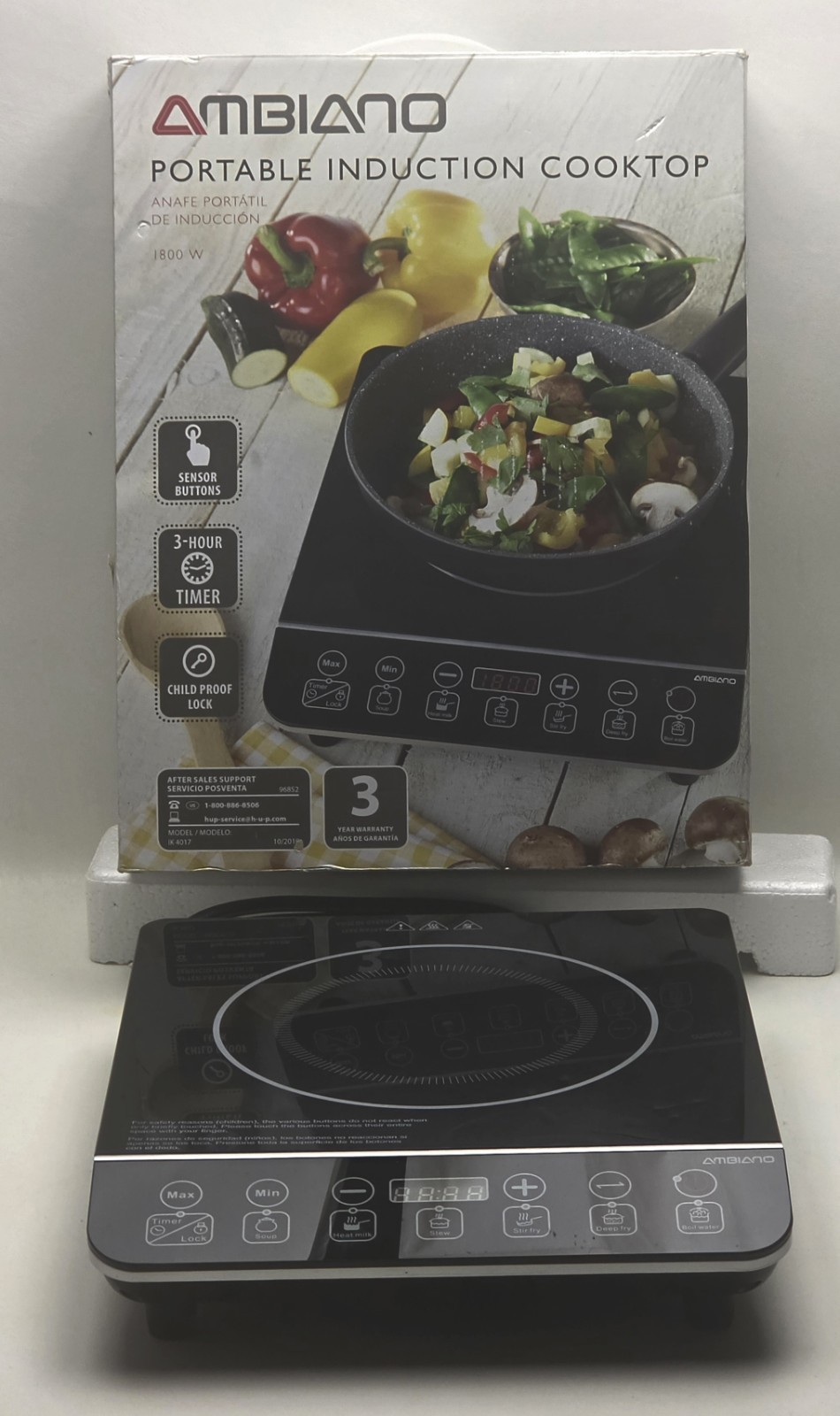 AMBiano Portable Induction Cooktop 1 Burner 1800W 9 Power Levels 140°-464° gallery