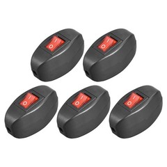 5Pack Inline Cord Switch AC250V 6A/ 125V 10A On-Off Control Feed-Through Red