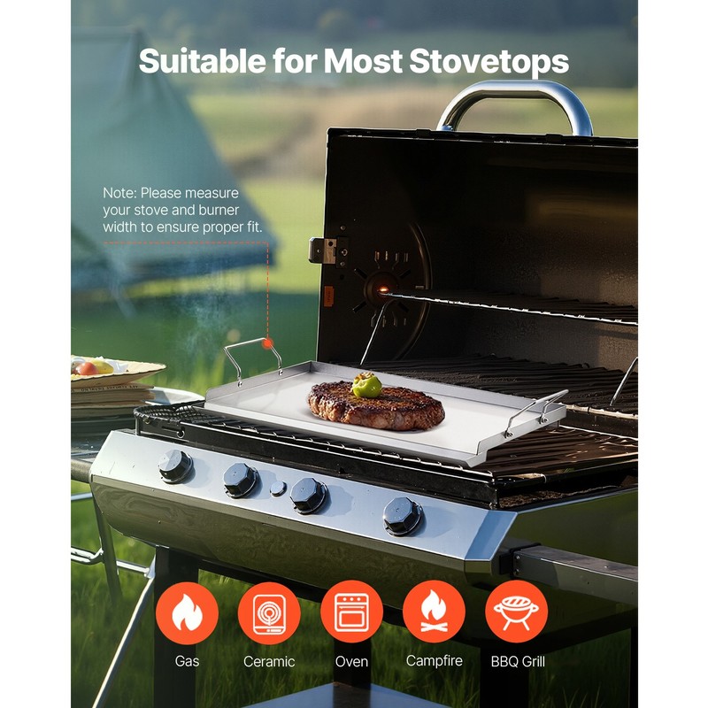 23x16 in Flat Top Griddle Stainless Steel Universal BBQ Grill Pan Cookware gallery