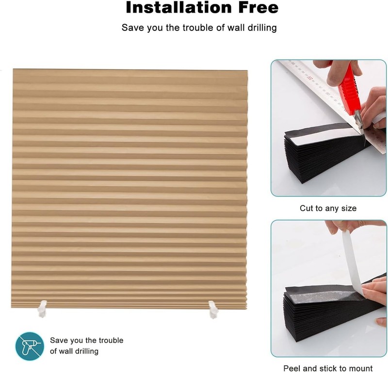 6 Pack Pleated Paper Blinds Adhesive Paper Shades No Tools No Drill gallery