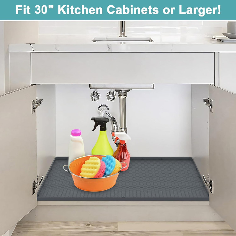 Under Sink Silicone Mat Waterproof Cabinet Protector Drip Tray gallery