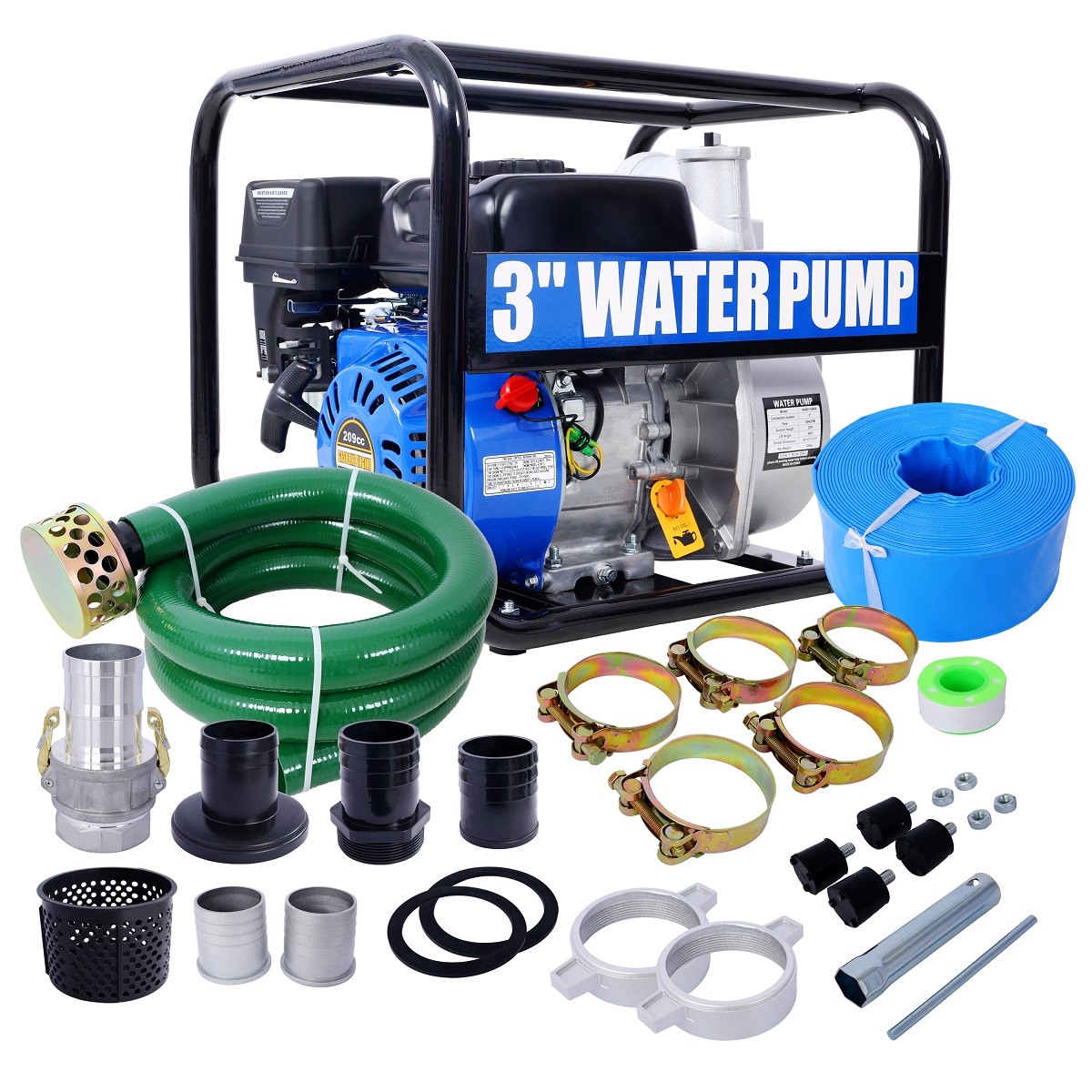 Semi Full Trash Water Pump 3 inch 209cc 7HP 4 stroke OHV ENGINE Gas Powered gallery