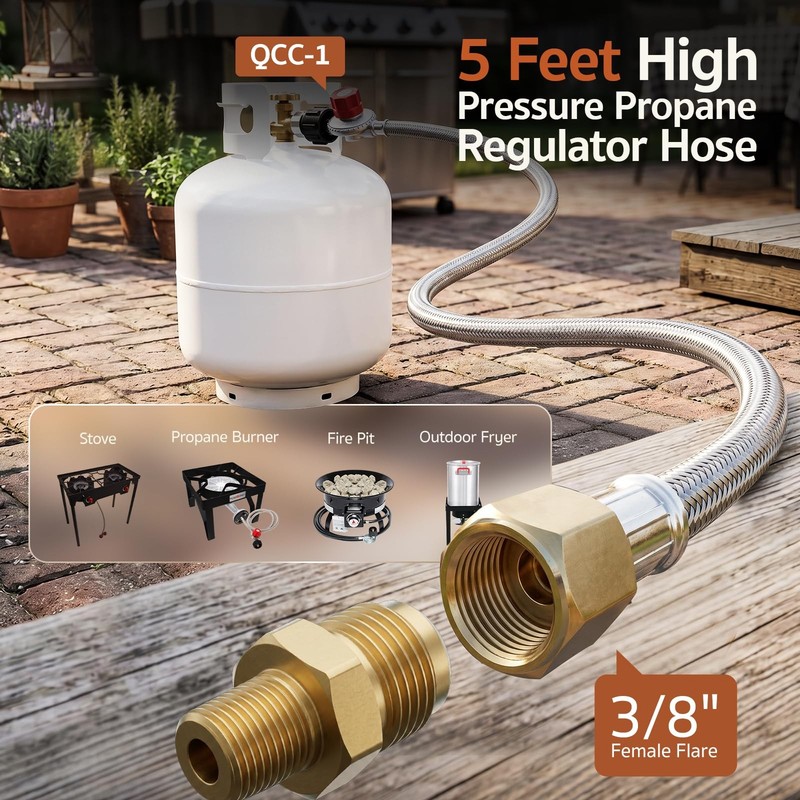 5FT High Pressure Adjustable Propane Regulator for Grill, Smoker, Turkey Fryer gallery