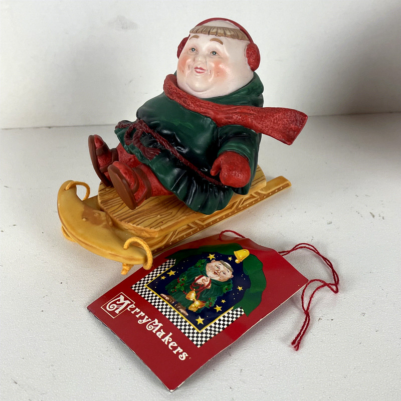 Dept 56 Solomon the Sledder MerryMakers Christmas Figurine 5in Ceramic gallery