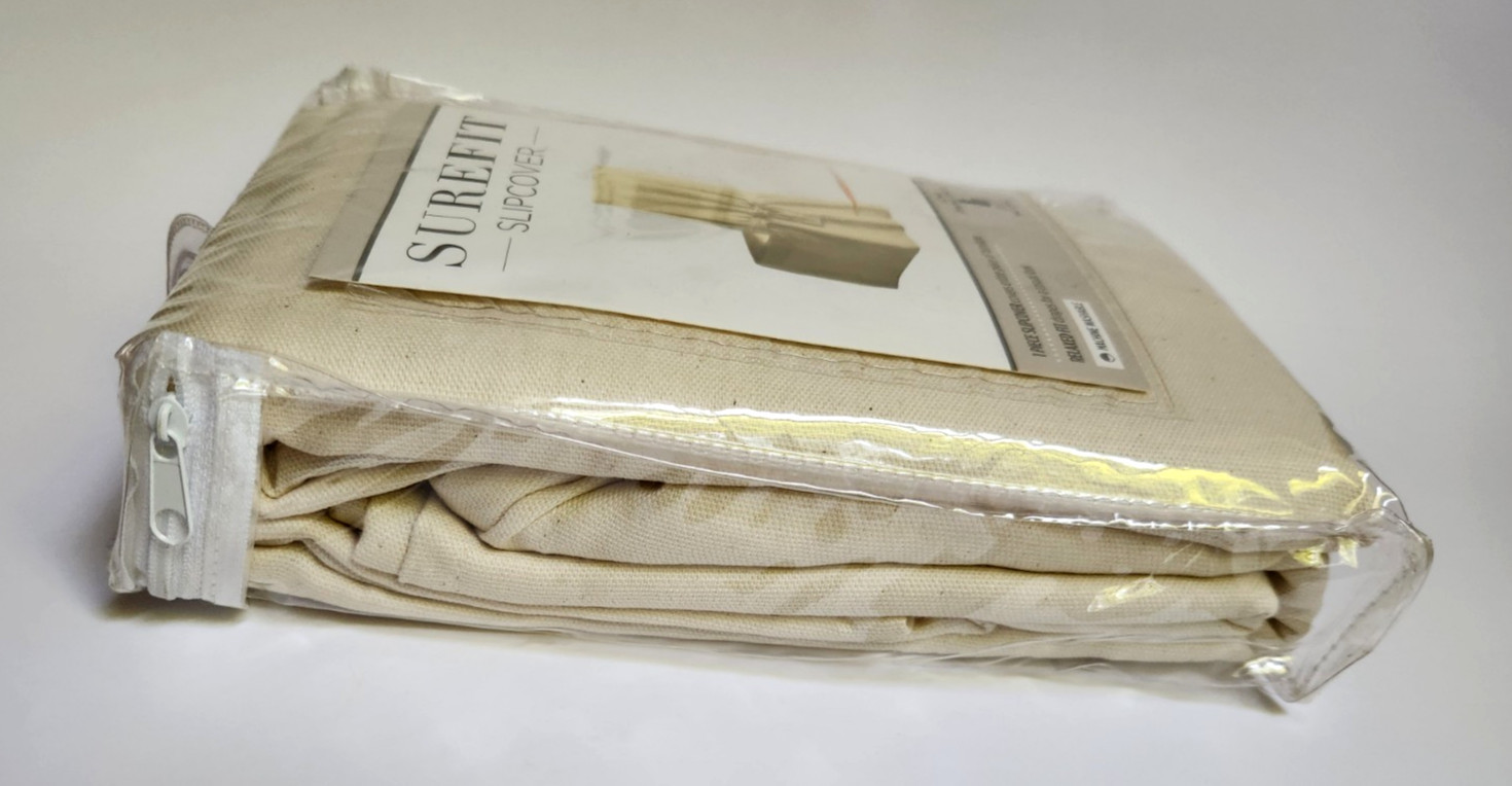 Slipcover Sure Fit Dining Chair One Piece Relaxed Fit Duck Natural NEW gallery