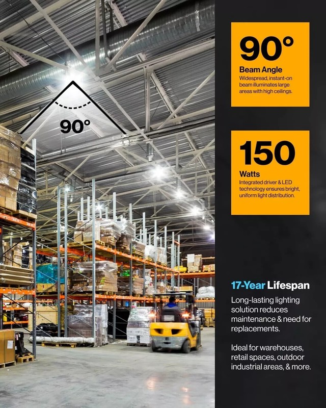 UFO LED High Bay Light 150W Dimmable Commercial Lighting Fixture, 21,000 Lumens gallery