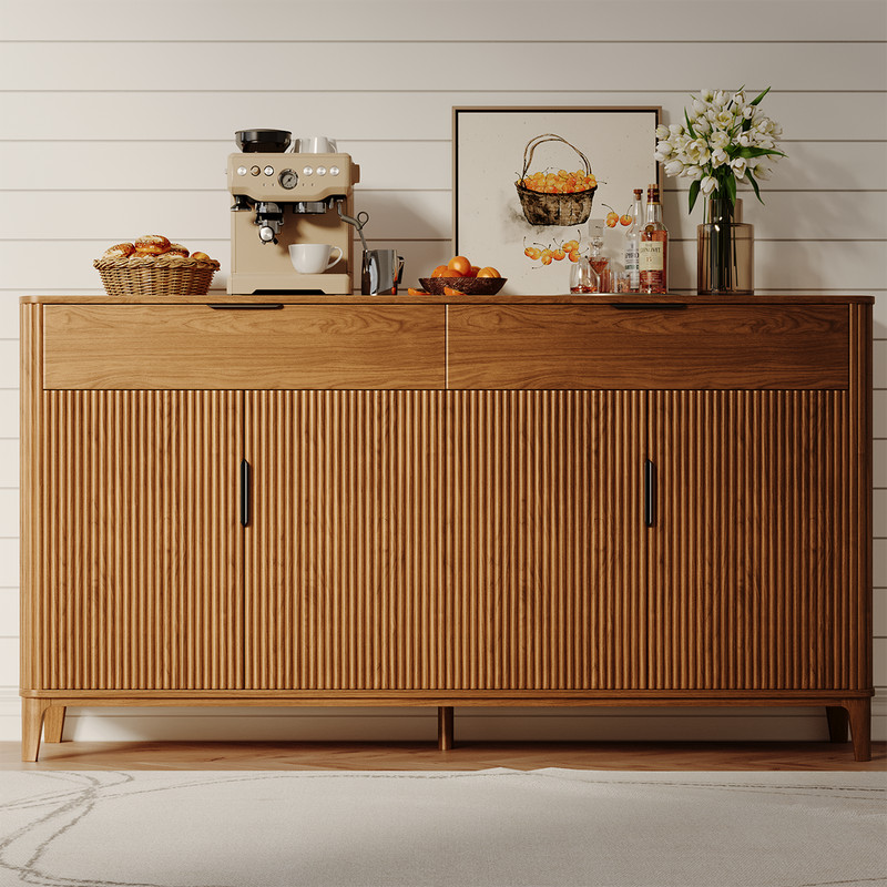 63" Large Buffet Sideboard with Storage, 31" Tall Kitchen Buffet Storage Cabinet gallery