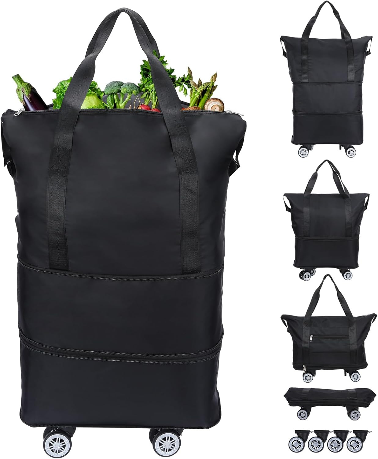 Reusable Grocery Bag on Wheels Shopping Bag with Wheels, Detachable Roller Tote gallery