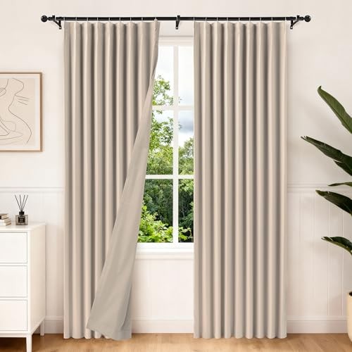 Pinch Pleated Blackout Curtains 102 Inches Long 60"W x 102"L (Pack of 2) Taupe gallery