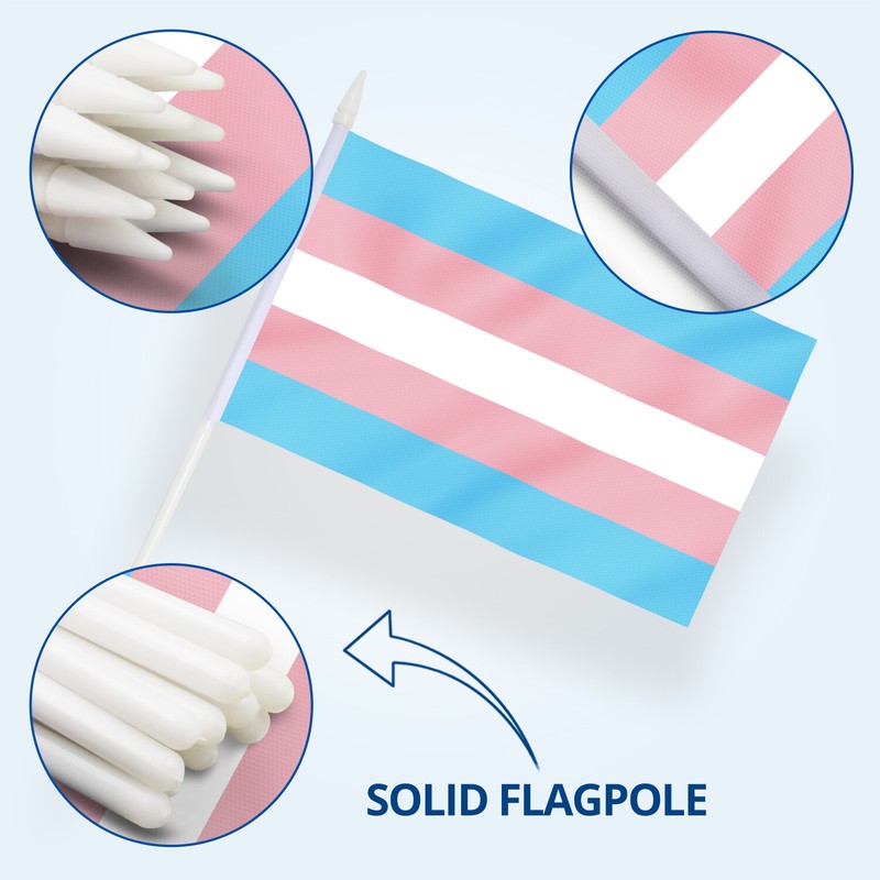 Anley 12 Pack Transgender Stick Flag 5x8 inch HandHeld Mini Flag gallery