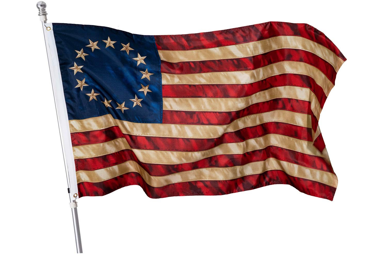 Homissor Tea Stained American Flag 13 Stars 3 feet x 5 feet, US 13 gallery