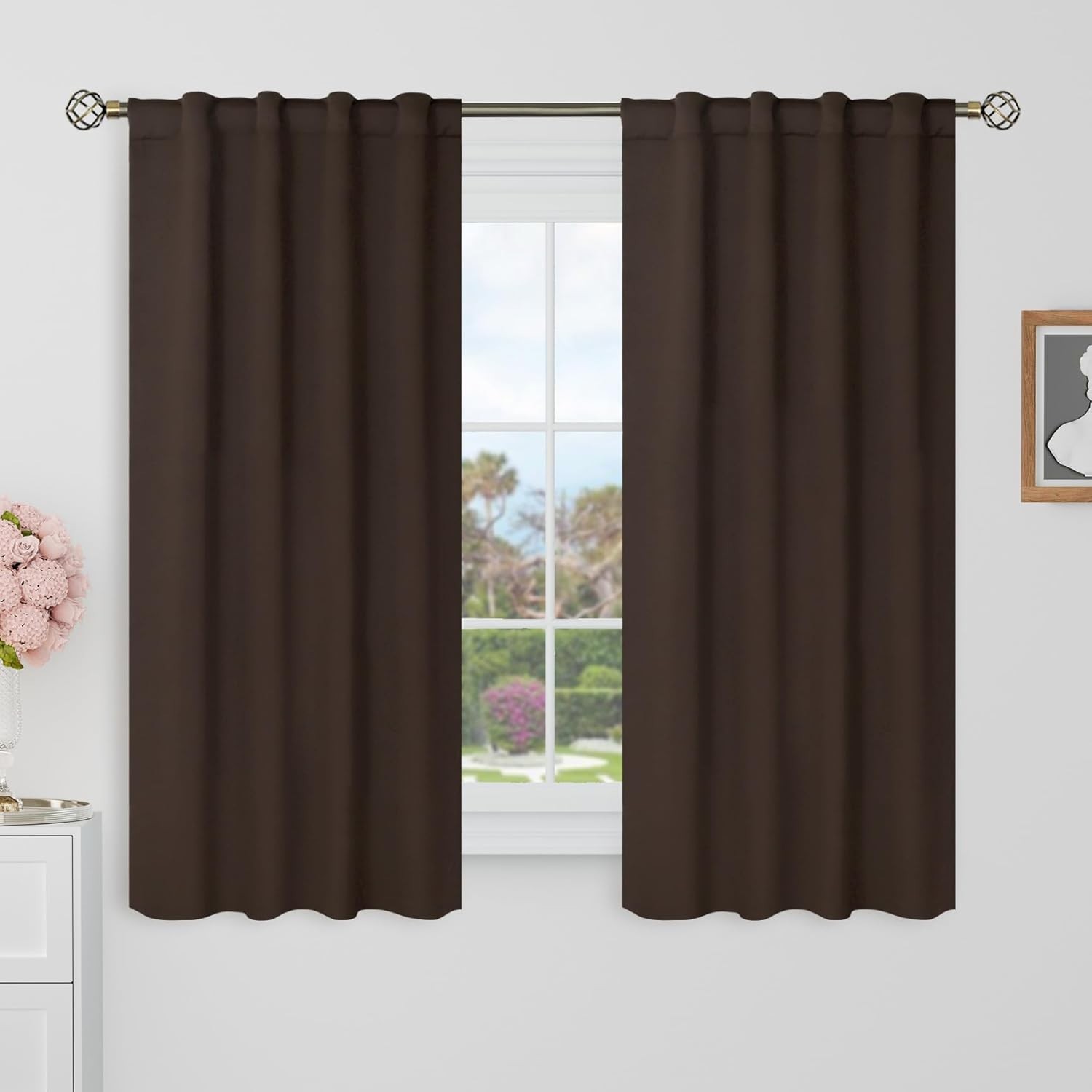 Blackout Curtains 48 Inches Long for Windows - 38"W x 48"L (Pack of 2) Brown gallery