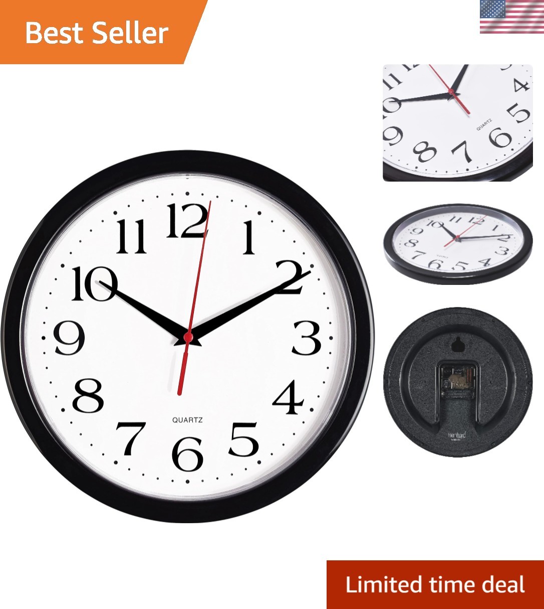 10 Inch Round Wall Clock - Stylish Silent Non-Ticking Design for All Rooms gallery