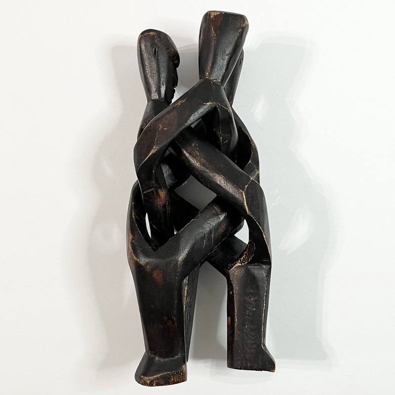 Wooden Interlocking Unity Carving Statue Figure Intertwined Pedestal Stand gallery